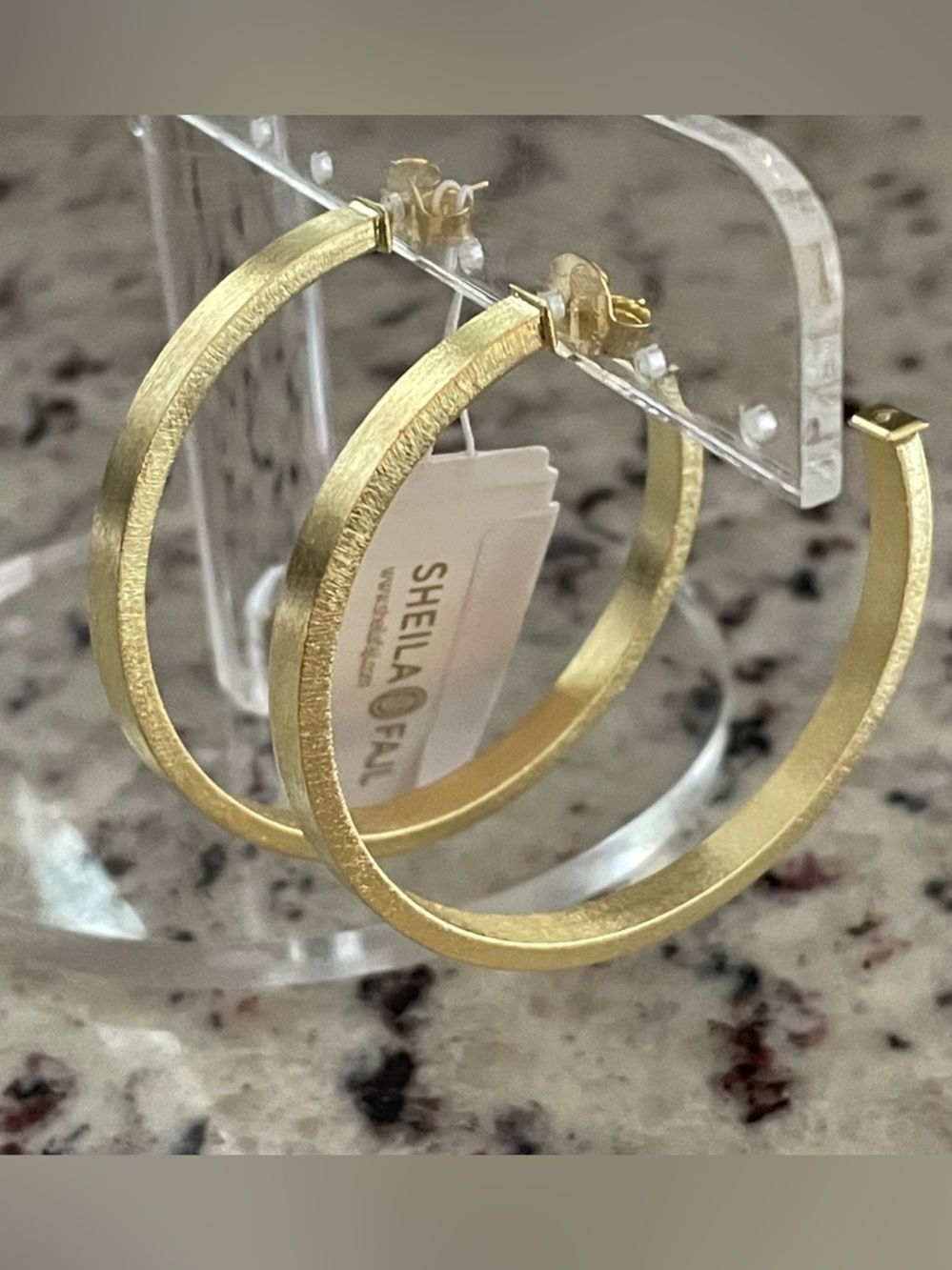 Sheila Fajl Lunaria Small Hoop Earrings Brushed 18K Gold Plated NEW WITH TAGS